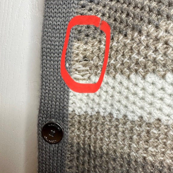 Calvin Klein Striped Sweater Tunic Silver Side Button Poncho - One Size (XXL) - Picture 11 of 12